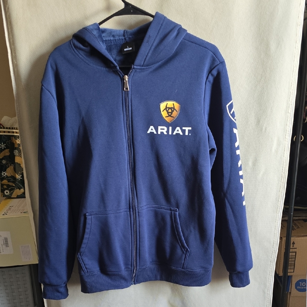 Ariat Navy Zip-Up Hoodie with Logo